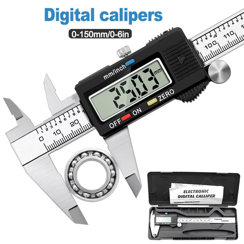Digital Caliper 150Mm Stainless Steel - Kaliper Digital Presisi Tinggi - Pengukur