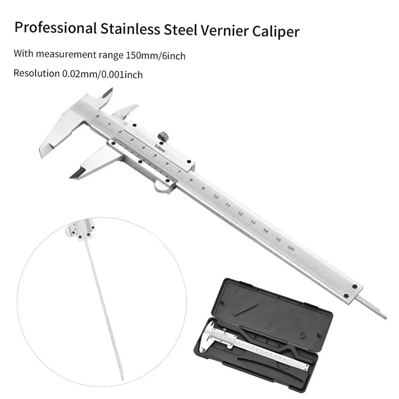 Digital Caliper 150Mm Stainless Steel - Pengukur kaliper Vernier baja tahan karat,