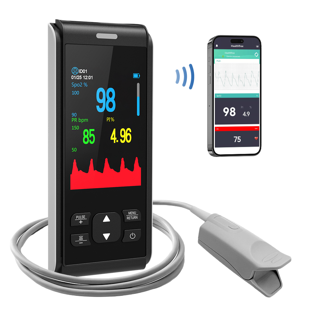 Pulse Oximeter Fingertip Rechargeable - HealthTree oksimeter genggam untuk dewasa, oksimeter