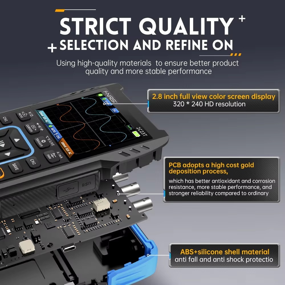 FNIRSI 2C23T 3 in 1 50MS/s 10M - Fnirsi Digital Oscilloscope Handheld ulasan dan harga