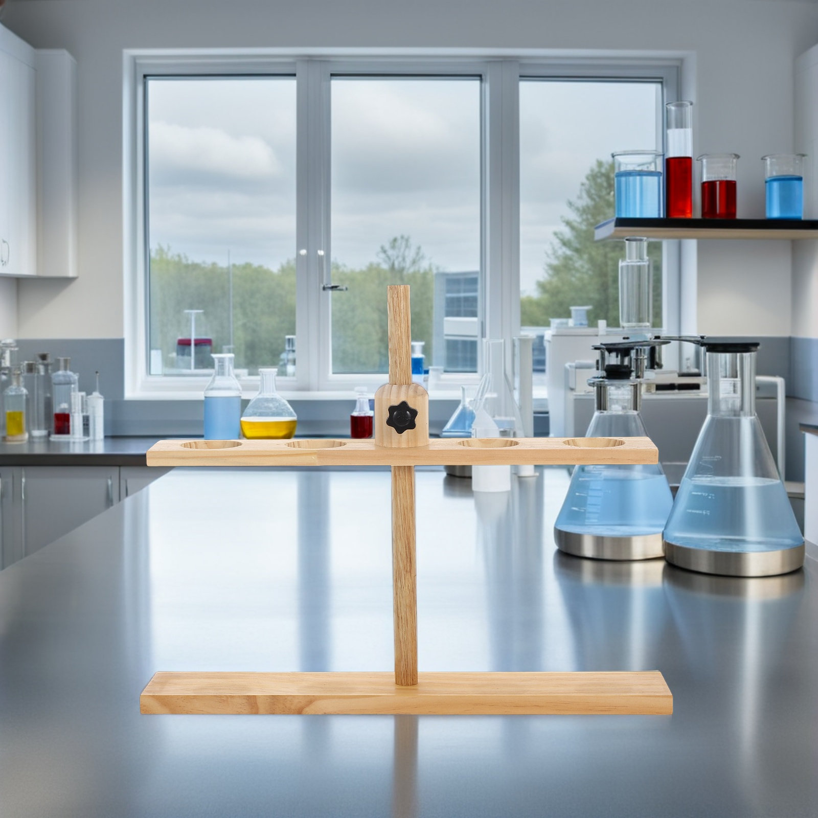 Penyangga Corong Pemisah Kayu  - Lab Equipment ulasan dan harga