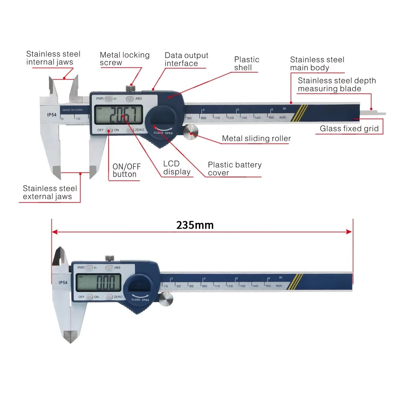 Kaliper Vernier Digital IP54 0 - Digital Caliper 150Mm Stainless Steel ulasan dan harga