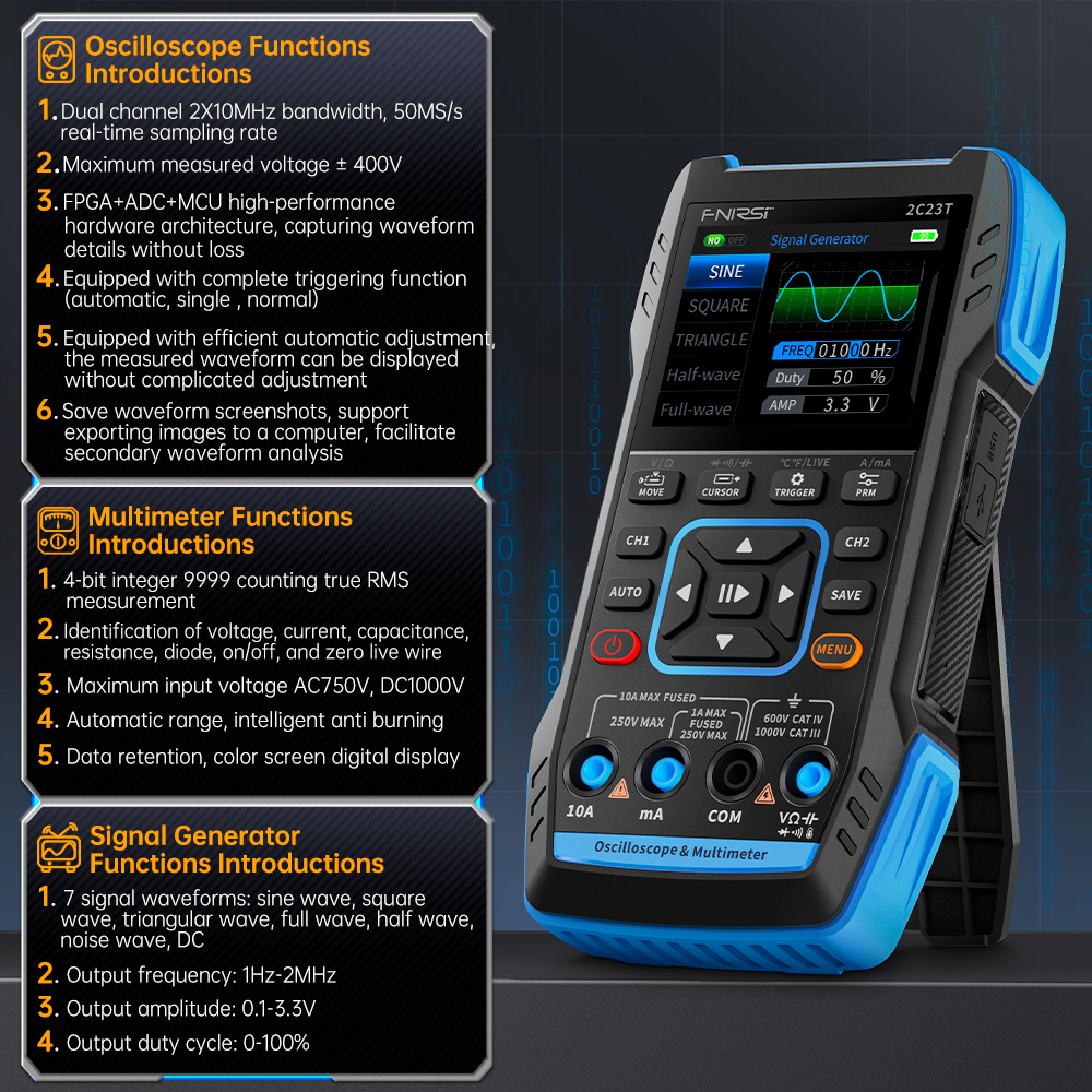 2C23T Osiloskop Digital 3-in-1 - Fnirsi Digital Oscilloscope Handheld ulasan dan harga